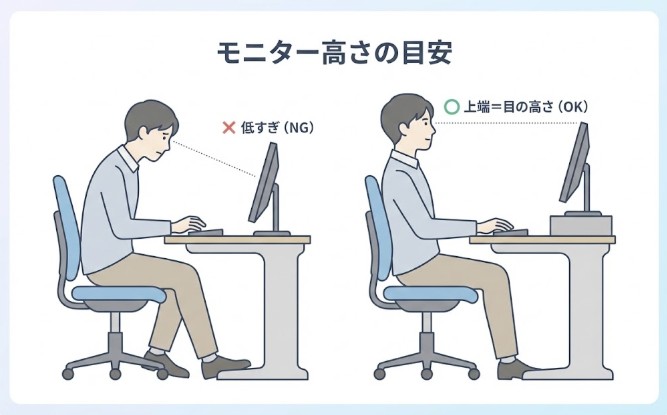 首こり・肩こりを楽にする方法｜理学療法とデスク環境の整え方（椅子・高さ・モニター）