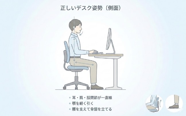 首こり・肩こりを楽にする方法｜理学療法とデスク環境の整え方（椅子・高さ・モニター）