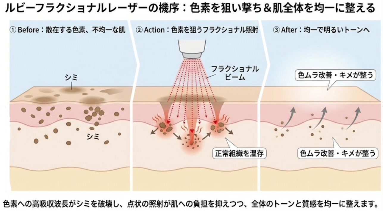 ルビーフラクショナル（694nm）｜くすみ・色ムラ・PIHを均一化