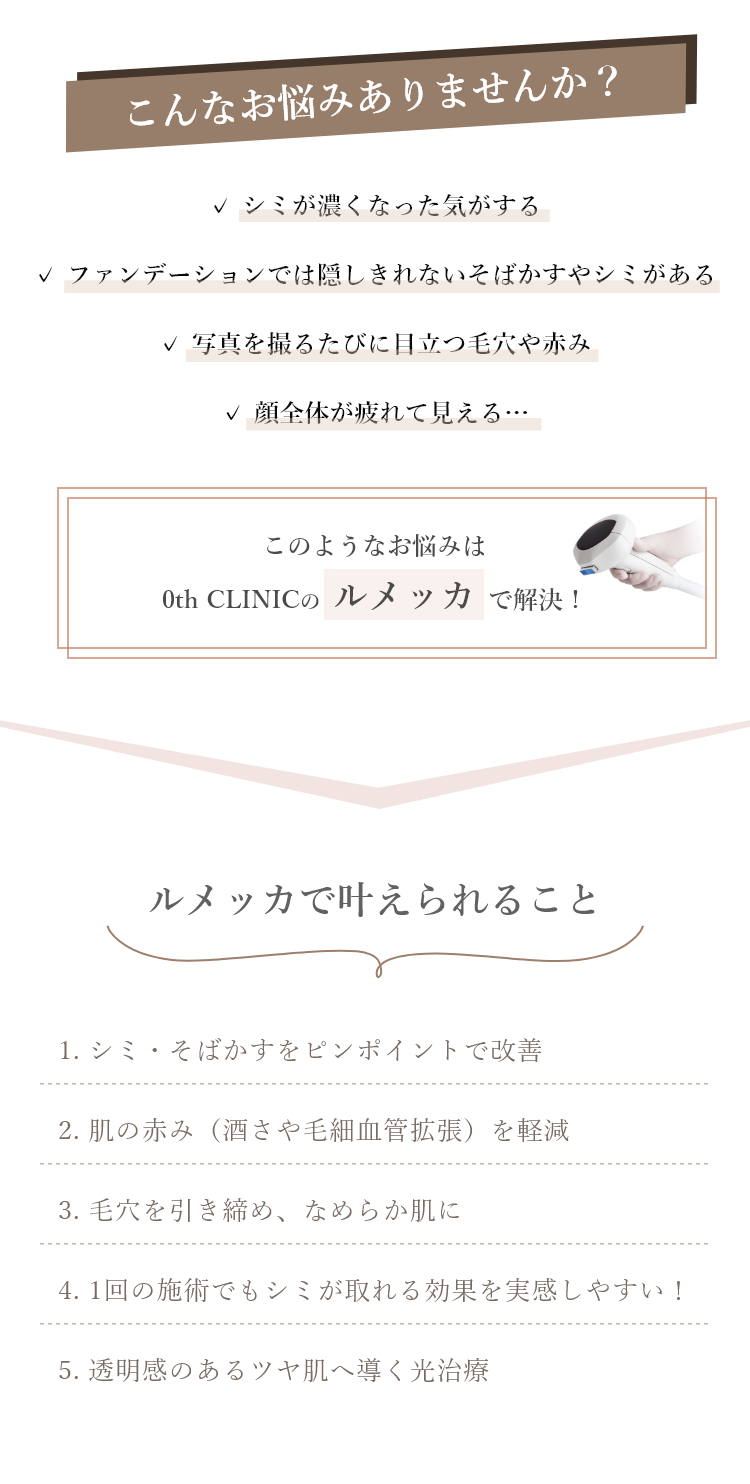 顔のこんなお悩みお持ちではないですか？ルメッカで叶えられること